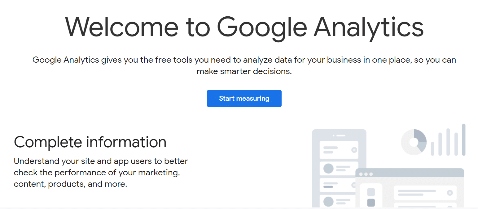 如何设置 Google Analytics（分析）- 开始衡量按钮